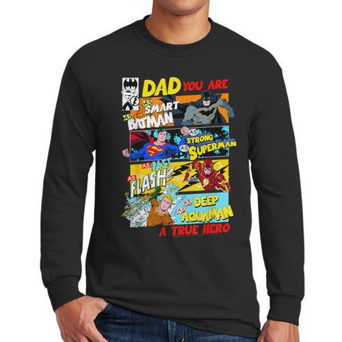 DC Comics Father's Day Justice League Dad Attributes Men Long Sleeve T-Shirt - Father's Day Fun