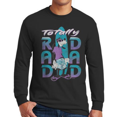Disney Goofy Totally Rad Dad Father’s Day Surfing Distressed Men Long Sleeve T-Shirt - Father's Day Fun