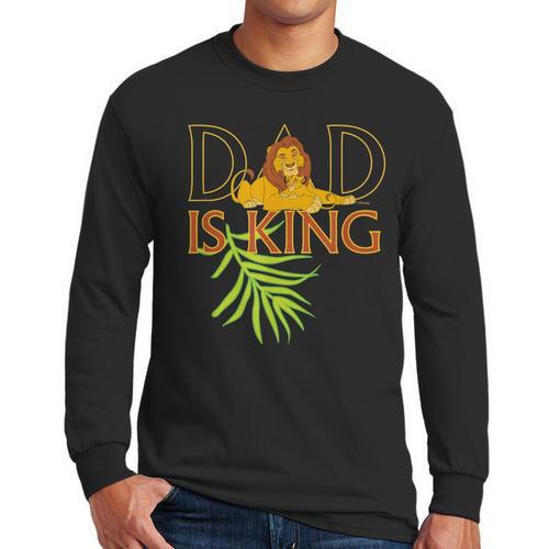 Disney The Lion King Dad Is King Mufasa & Simba Father's Day Men Long Sleeve T-Shirt - Father's Day Fun