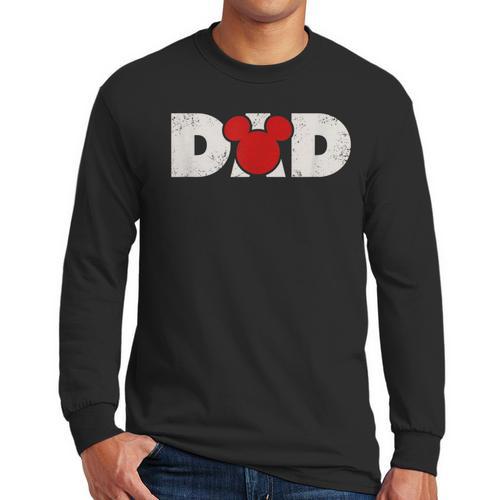 Disney Mickey And Friends Dad Mickey Distressed Text Logo Men Long Sleeve T-Shirt - Father's Day Fun