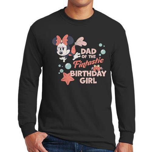Disney Minnie Mouse Mermaid Dad Of The Birthday Girl Men Long Sleeve T-Shirt - Father's Day Fun