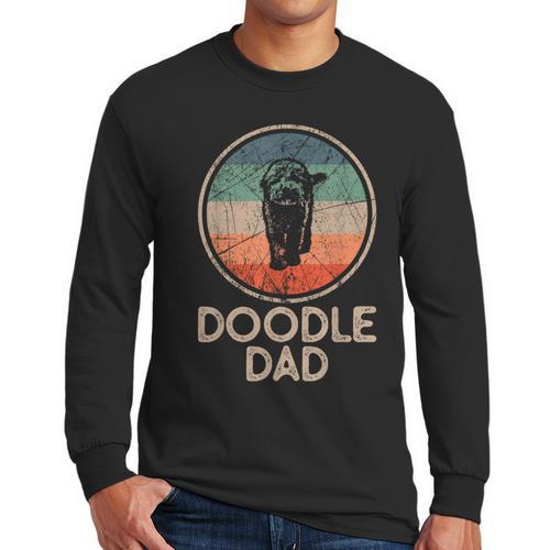 Doodle Dog Vintage Doodle Dad Small Men Long Sleeve T-Shirt - Father's Day Fun