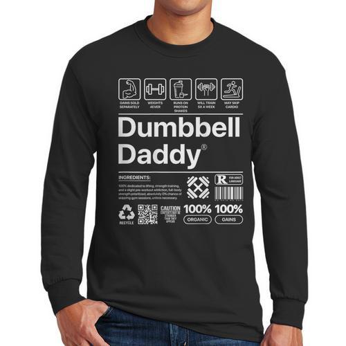 Dumbbell Daddy And Dad Gym Workout Father Men Long Sleeve T-Shirt - Father's Day Fun