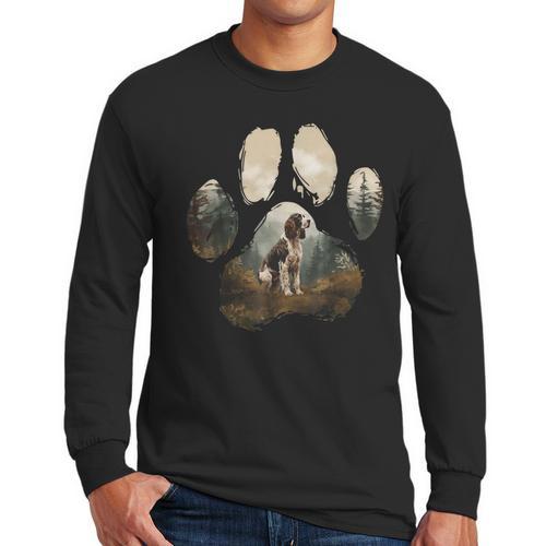 English Springer Spaniel Mountain Paw Dog Mom Dad Men Long Sleeve T-Shirt - Father's Day Fun