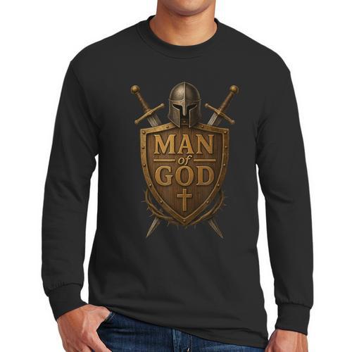 Faithful Warrior Man Of God Christian Men Knight Armor Dad Men Long Sleeve T-Shirt - Father's Day Fun