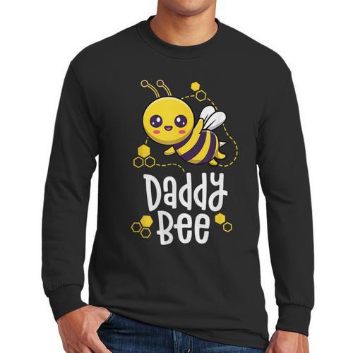 Family Bee Shirts Dad Daddy First Bee Day Outfit Birthday Men Long Sleeve T-Shirt - Father's Day Fun