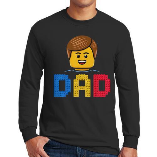 Family Dad Master Builder Building Bricks Blocks Fathers Day Men Long Sleeve T-Shirt - Father's Day Fun