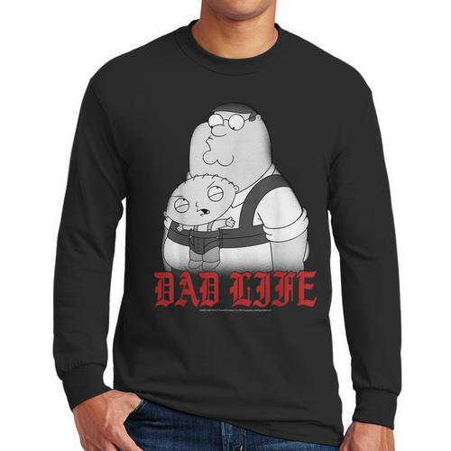 Family Guy Peter Stewie Dad Life Distressed Big Chest Logo Men Long Sleeve T-Shirt - Father's Day Fun