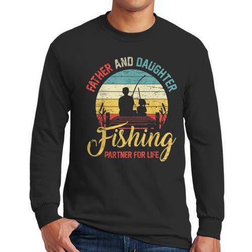 Father Daughter Fishing Partner For Life Retro Matching Dad Men Long Sleeve T-Shirt - Father's Day Fun