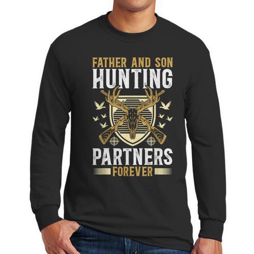 Father And Son Hunting Partners Dad And Son Hunting Buddies Men Long Sleeve T-Shirt - Father's Day Fun