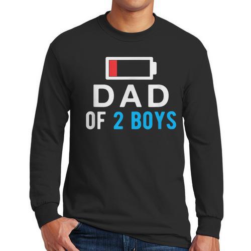 Father's Day Tee Dad Of 2 Boys Man Idea Men Long Sleeve T-Shirt - Father's Day Fun