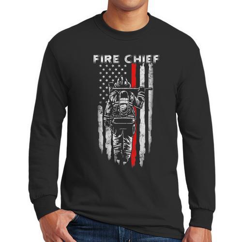 Fire Chief American Flag Gifts For Fire Chief Dad Grandpa Men Long Sleeve T-Shirt - Father's Day Fun