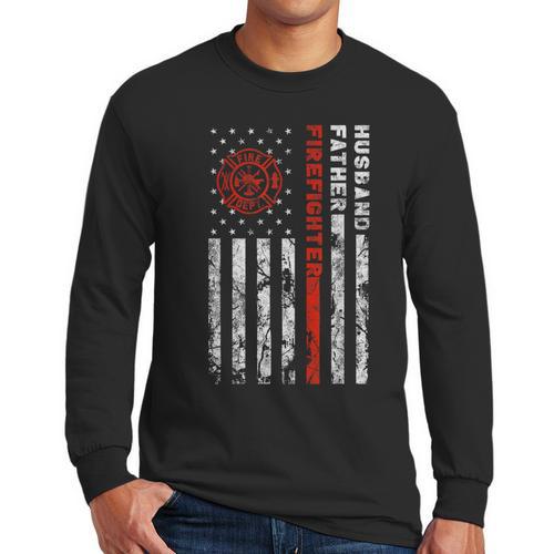 Firefighter Husband Father Fireman For Dad Men Long Sleeve T-Shirt - Father's Day Fun