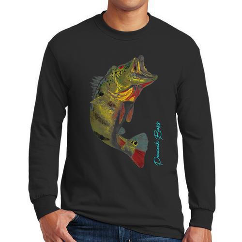 Fishing Shirts PEACOCK BASS Fishing Art Shirt For Dad Men Long Sleeve T-Shirt - Father's Day Fun