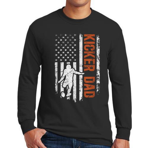 Football Kicker Dad Of A Football Kicker Father US Flag Men Long Sleeve T-Shirt - Father's Day Fun