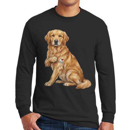 Golden Retriever I Love Dad Dog Dad Father's Day Men Long Sleeve T-Shirt - Father's Day Fun