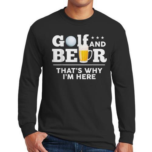 Golf And Beer Joke Dad Fathers Day Drinking Birthday Small Men Long Sleeve T-Shirt - Father's Day Fun