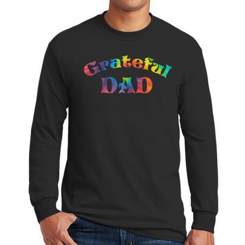 Grateful Dad Fathers Day Tie Dye Letters Shirt For Dads Men Long Sleeve T-Shirt - Father's Day Fun