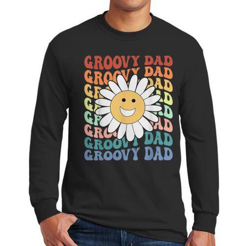 Groovy Dad Matching Outfit Fathers Day Family Retro Vintage Men Long Sleeve T-Shirt - Father's Day Fun