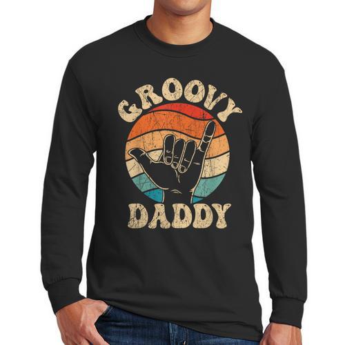 Groovy Daddy 70s Aesthetic Nostalgia 1970's Retro Groovy Dad Men Long Sleeve T-Shirt - Father's Day Fun