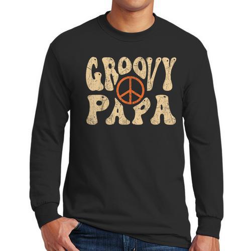 Groovy Papa 70s Aesthetic Nostalgia 1970's Retro Dad Men Long Sleeve T-Shirt - Father's Day Fun