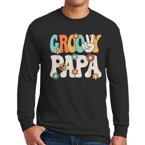 Groovy Papa Dad Retro Hippie 60s 70s Party Outfit Men Men Long Sleeve T-Shirt - Father's Day Fun