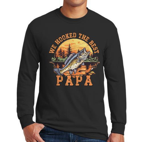 We Hooked The Best Papa Ever Fishing Dad Papa's Day Men Long Sleeve T-Shirt - Father's Day Fun