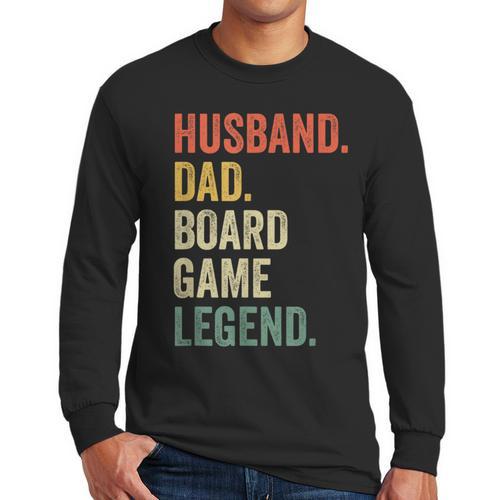 Husband Dad Board Game Night Legend Father Vintage Men Long Sleeve T-Shirt - Father's Day Fun