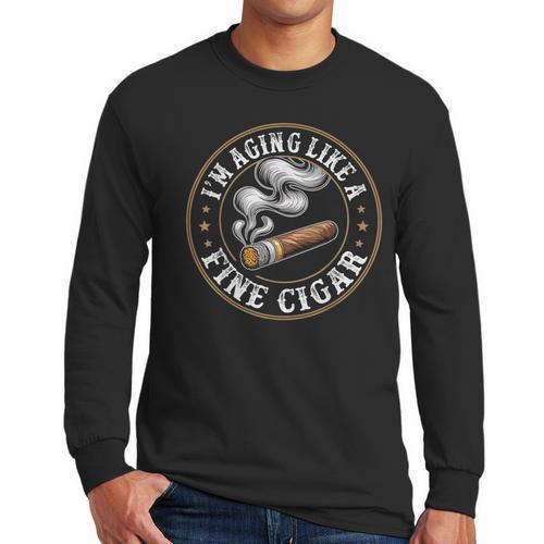 I'm Aging Like a Fine Cigar Retro Dad Father's Day Men Long Sleeve T-Shirt - Father's Day Fun