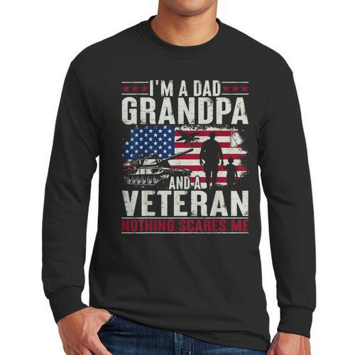 I'm A Dad Grandpa And Veteran Retro Papa Grandpa Men Long Sleeve T-Shirt - Father's Day Fun