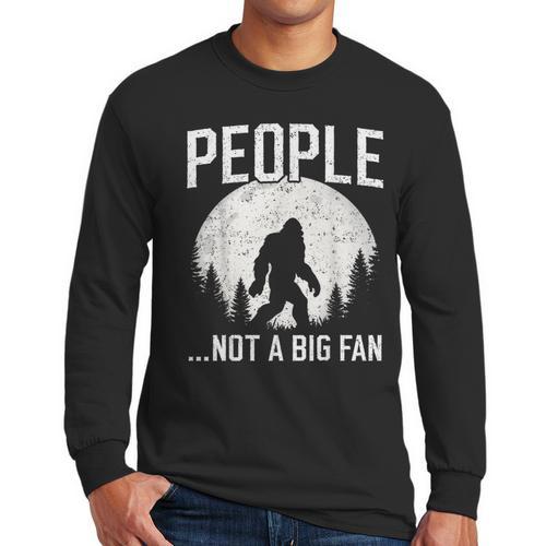 Introvert Bigfoot People Not A Big Fan Dad Joke Men Long Sleeve T-Shirt - Father's Day Fun