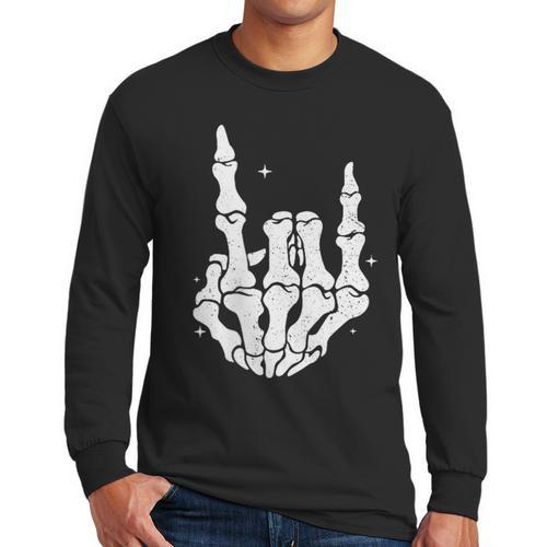 Just A Dad Who Always Came Back 2 Sided Skeleton Men Long Sleeve T-Shirt - Father's Day Fun