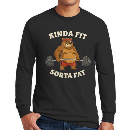Kinda Fit Sorta Fat Gym Dad BOD Workout Apparel Men Long Sleeve T-Shirt - Father's Day Fun