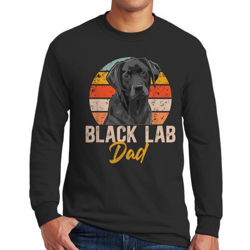Lab Dad Retro Black Labrador Owner Men Long Sleeve T-Shirt - Father's Day Fun