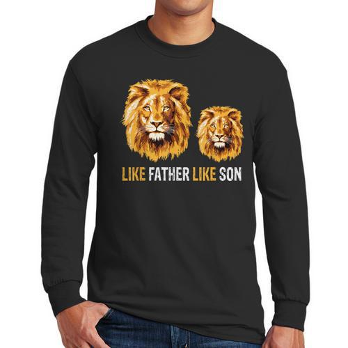 Lion Dad Like Father Like Son Lions Lovers Fathers Day Men Long Sleeve T-Shirt - Father's Day Fun
