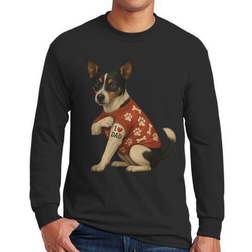 I Love Dad Tattoo Rat Terrier Dad Men Long Sleeve T-Shirt - Father's Day Fun