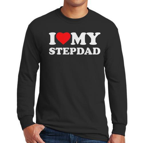 I Love My Step-Dad Heart Family Grandpa StepDad Bonus Dad Men Long Sleeve T-Shirt - Father's Day Fun