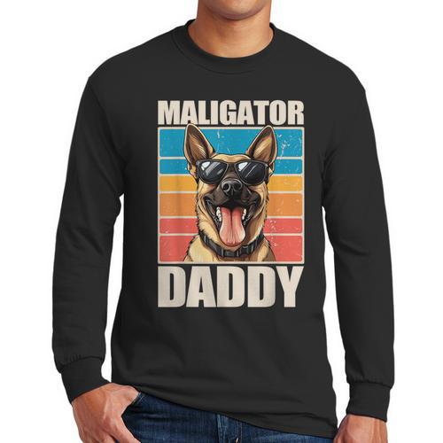 Malinois Dad Maligator Daddy Belgian Malinois Men Long Sleeve T-Shirt - Father's Day Fun