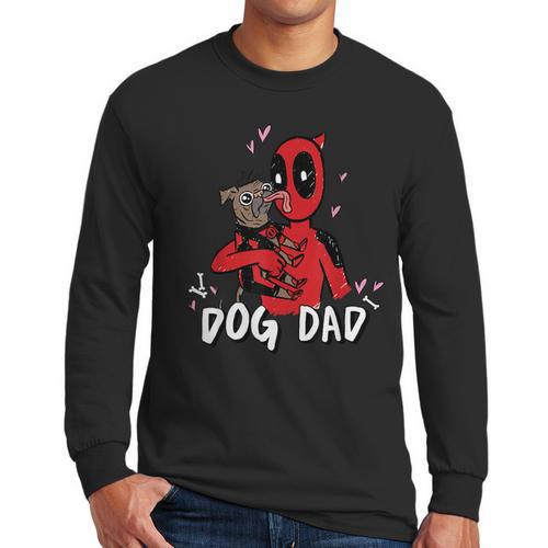 Marvel Super Heroes Pets Deadpool Loves Dogpool Dog Dad Men Long Sleeve T-Shirt - Father's Day Fun