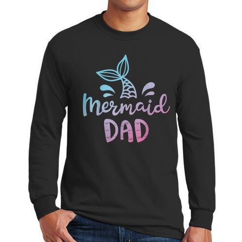 Mermaid Dad Merman Daddy Dad Family Matching Birthday Men Long Sleeve T-Shirt - Father's Day Fun