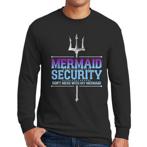 Mermaid Security Merman Merdad Mermaid Squad Fathers Day Dad Men Long Sleeve T-Shirt - Father's Day Fun