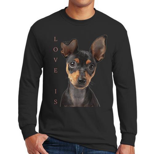 Miniature Pinscher Shirt Dog Mom Dad Tshirt Love Puppy Pet Men Long Sleeve T-Shirt - Father's Day Fun