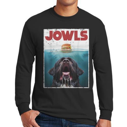 Newfoundland Dog Newfie Lab Jowls Burger Dog Mom Dad Men Long Sleeve T-Shirt - Father's Day Fun