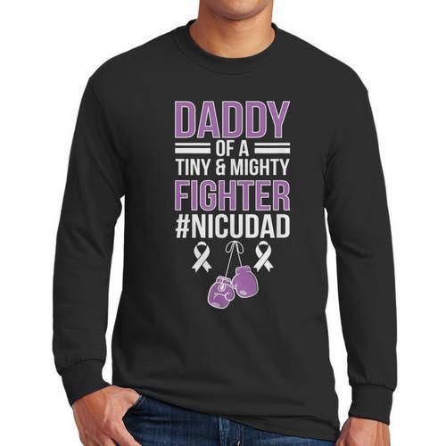 NICU Dad Micro Preemie Baby Dad Of NICU Warrior Appreciation Men Long Sleeve T-Shirt - Father's Day Fun