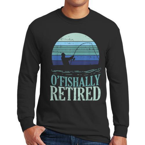 Ofishally Retired Fishing Retro Retirement Dad Men Men Long Sleeve T-Shirt - Father's Day Fun