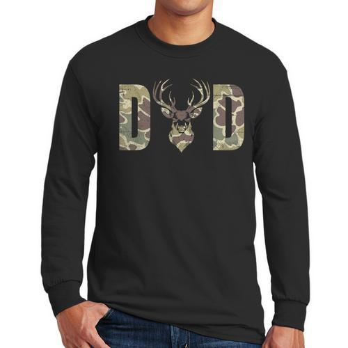 Old School Camo Dad Hunting Camouflage Deer Father's Day Men Long Sleeve T-Shirt - Father's Day Fun