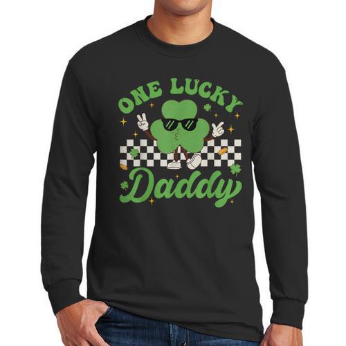 One Lucky Daddy St Patricks Day Dad Father Men Long Sleeve T-Shirt - Father's Day Fun