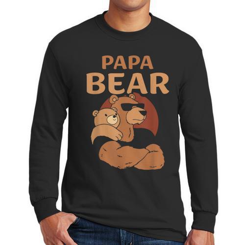 Papa Bear Bears Animal Pun Lover Dad Father Daddy Father's Men Long Sleeve T-Shirt - Father's Day Fun