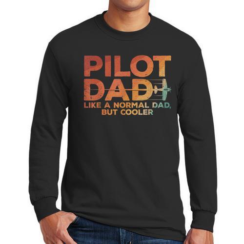 Pilot Dad Art For Men Father Aviation Airplane Pilot Men Long Sleeve T-Shirt - Father's Day Fun