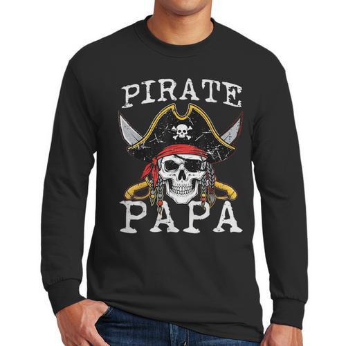Pirate Papa Skull Family Matching Costume Dad Grandpa Men Men Long Sleeve T-Shirt - Father's Day Fun